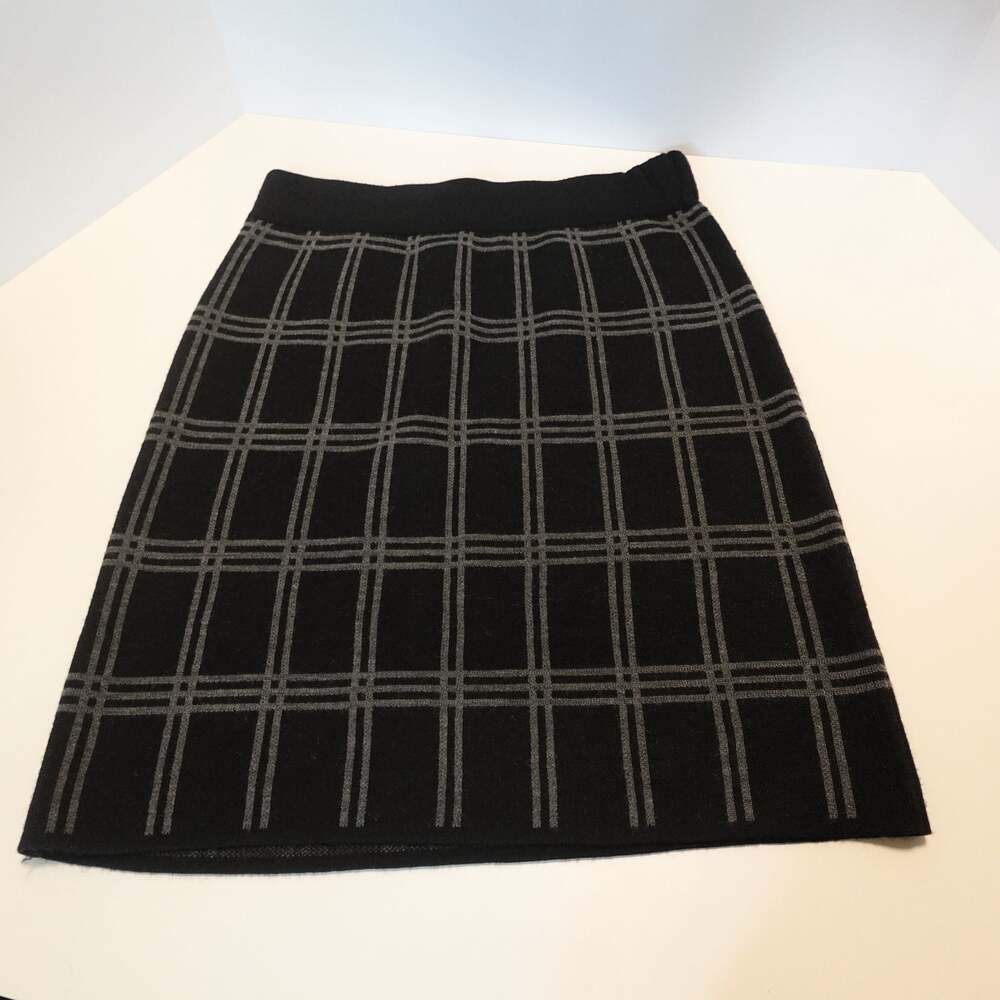 Willi Smith Skirt Womens 6 Gray Black Trim Pockets Viscose Blend Pencil Side Zip